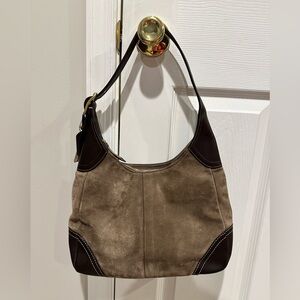 Coach Brown and Dark Brown Suede Hobo Bag